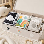 Newborn 3-Book Stage Gift Box safety features — baby-safe construction