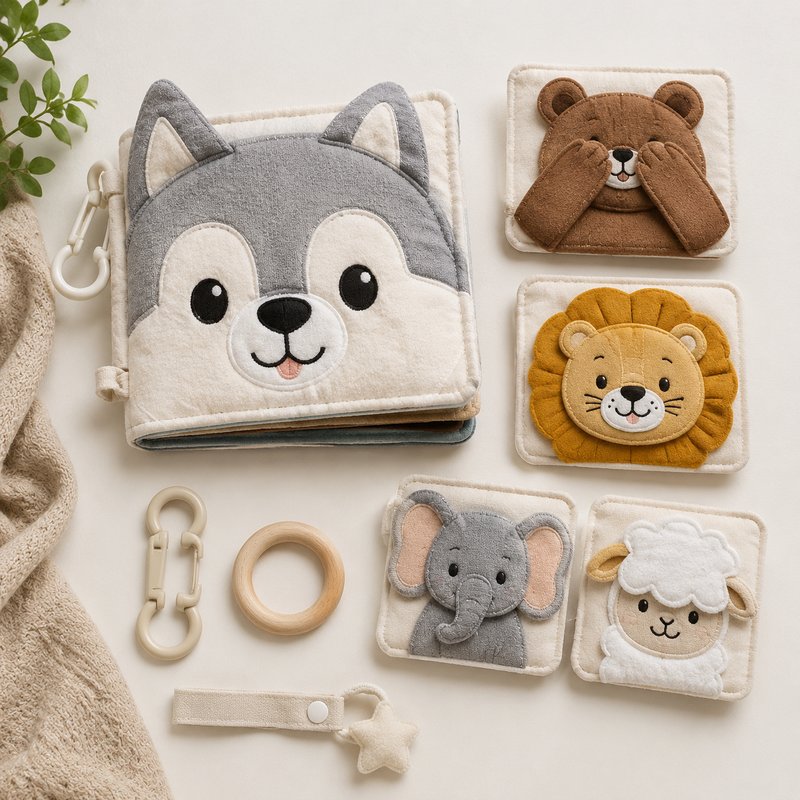 Peekaboo Animal Faces Cloth Book unboxing and contents — baby cloth book by SINOMUSE