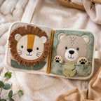Peekaboo Animal Faces Cloth Book fabric texture and stitching details