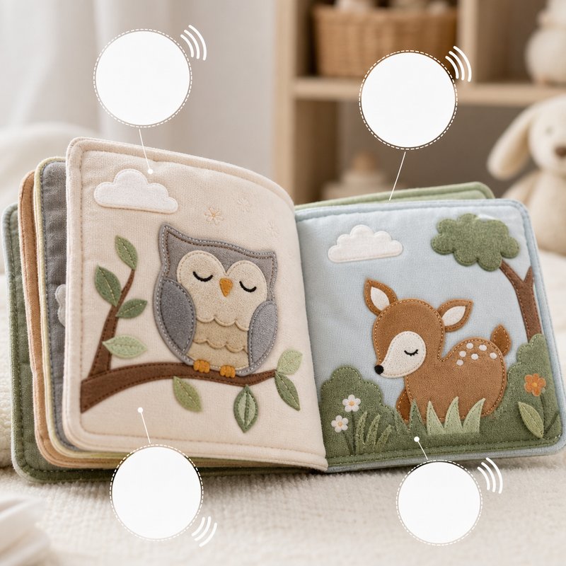 Soft Crinkle Sound Cloth Book close-up — key improvement details
