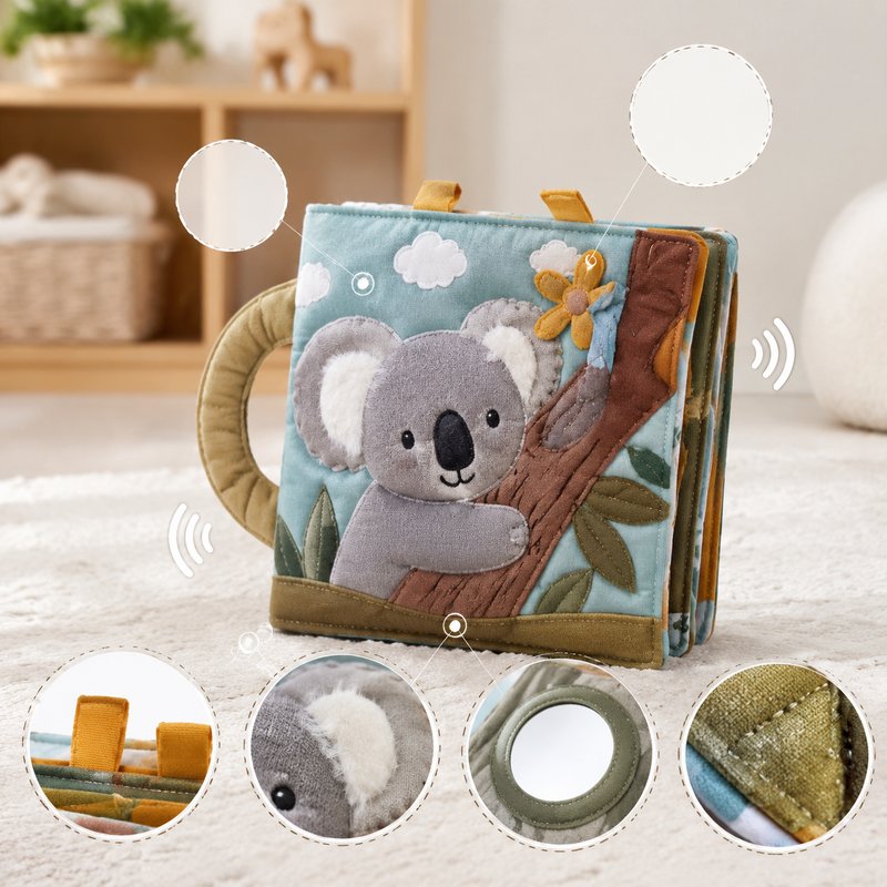 Soft Crinkle Sound Cloth Book safety features — baby-safe construction
