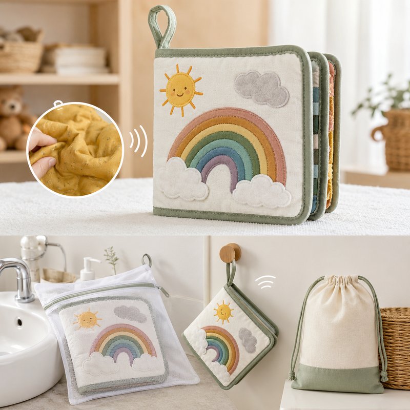 Soft Crinkle Sound Cloth Book care and cleaning instructions