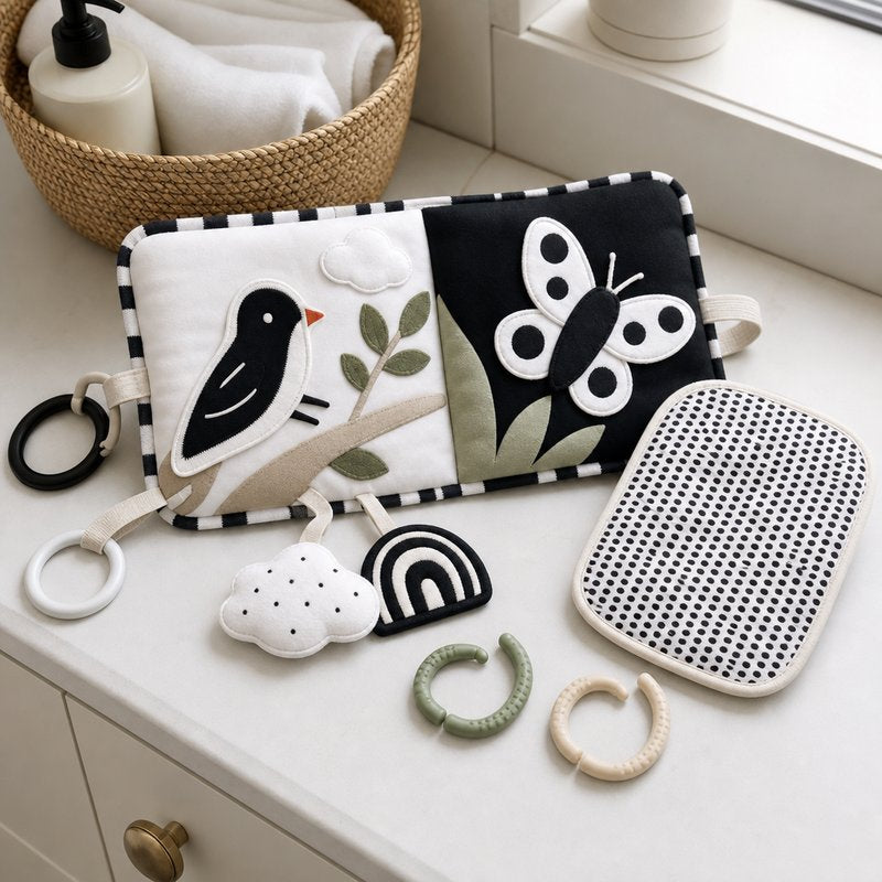 Washable Tummy Time Book with Removable Insert unboxing and contents — baby cloth book by SINOMUSE