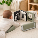 Washable Tummy Time Book with Removable Insert in use — baby playing with cloth book