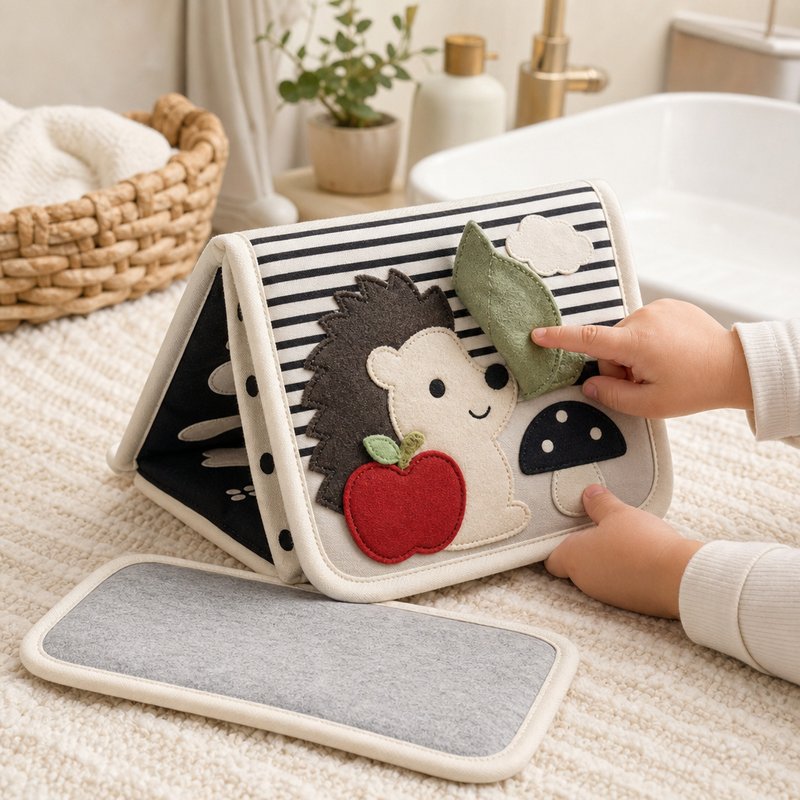 Washable Tummy Time Book with Removable Insert interactive play demonstration
