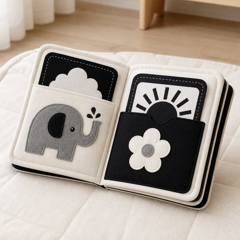 Visual Flash Card + Cloth Book Hybrid for 0-6 Months — SINOMUSE