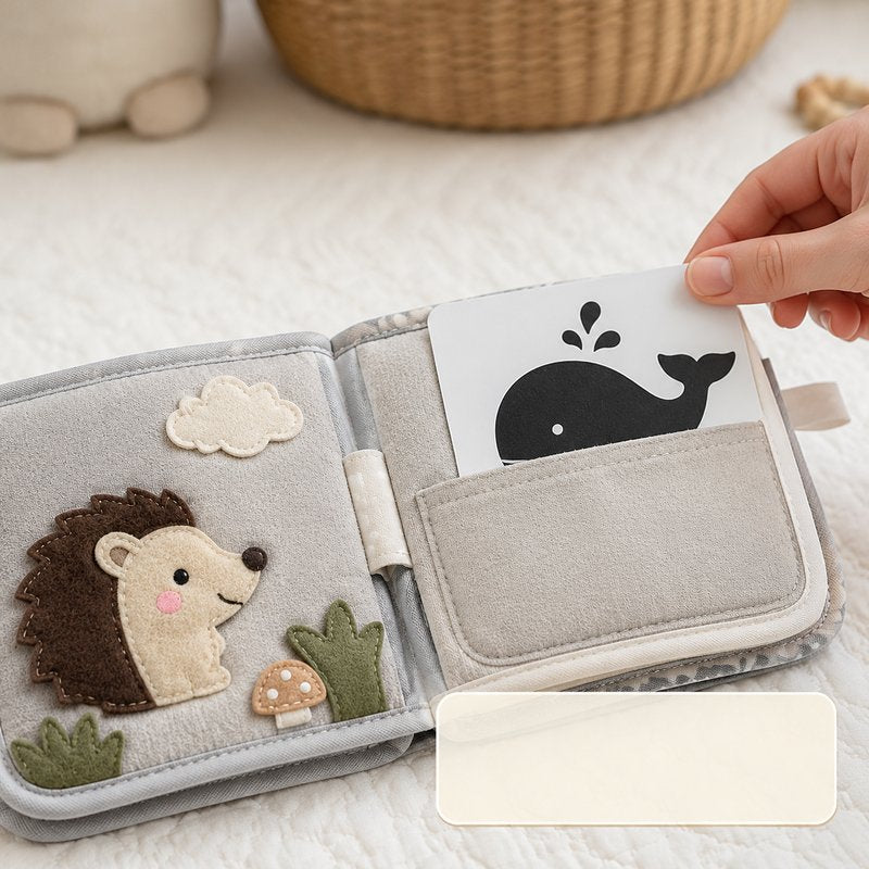 Visual Flash Card + Cloth Book Hybrid close-up — key improvement details