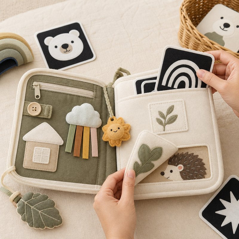Visual Flash Card + Cloth Book Hybrid interactive play demonstration