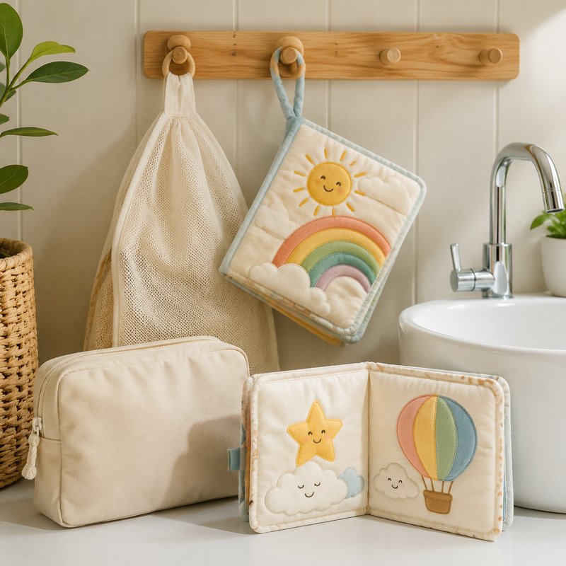 Soft Pastel Rainbow Cloth Book care and cleaning instructions