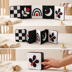 Accordion Tummy Time Long Roll Book size comparison with baby hands