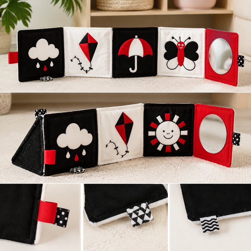 Accordion Tummy Time Long Roll Book safety features — baby-safe construction