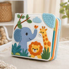 Colorfast Teether Touch & Feel Cloth Book safety features — baby-safe construction
