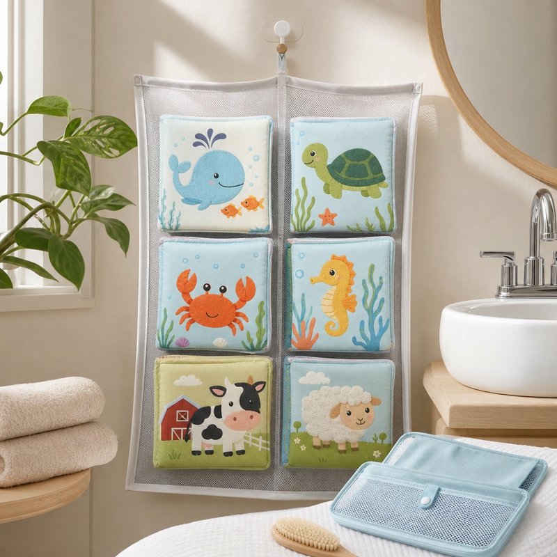 Large Bath Cloth Book 6-Piece Set with Mesh Bag care and cleaning instructions