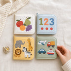 English-Proofed Early Learning Cloth Book size comparison with baby hands