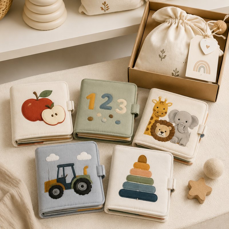 English-Proofed Early Learning Cloth Book gift-ready packaging and details