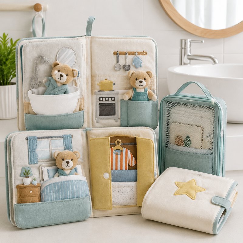 Interactive Bear Pocket Cloth Book care and cleaning instructions