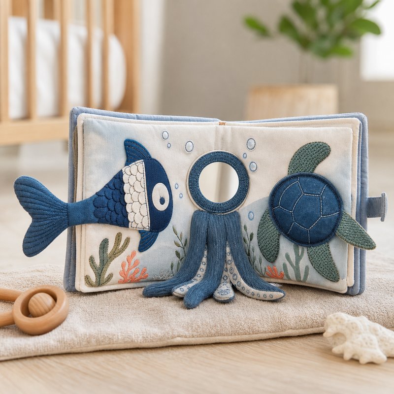 Ocean Tails Touch & Mirror Cloth Book for 6-18 Months — SINOMUSE
