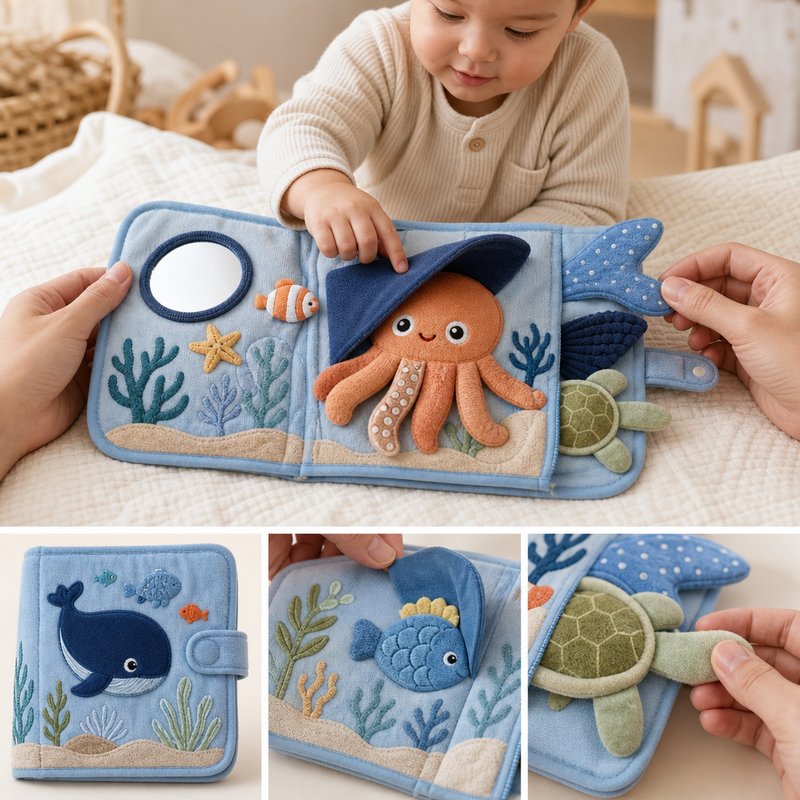Ocean Tails Touch & Mirror Cloth Book interactive play demonstration