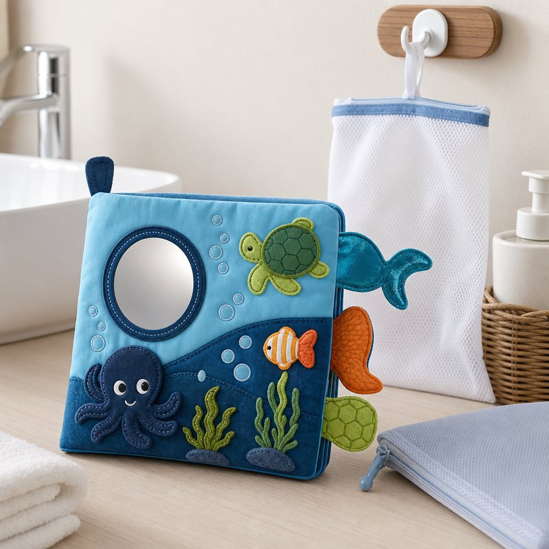 Ocean Tails Touch & Mirror Cloth Book care and cleaning instructions