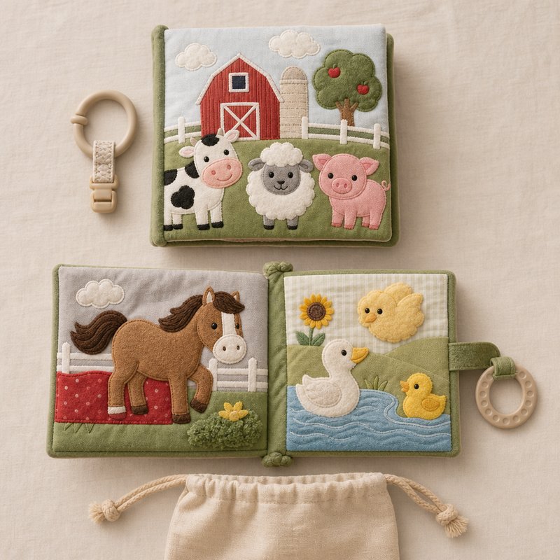 Farm Animal Sound Cloth Book unboxing and contents — baby cloth book by SINOMUSE