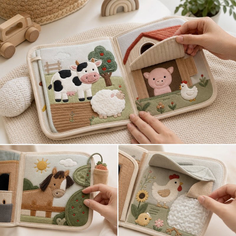 Farm Animal Sound Cloth Book interactive play demonstration
