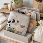 Farm Animal Sound Cloth Book gift-ready packaging and details