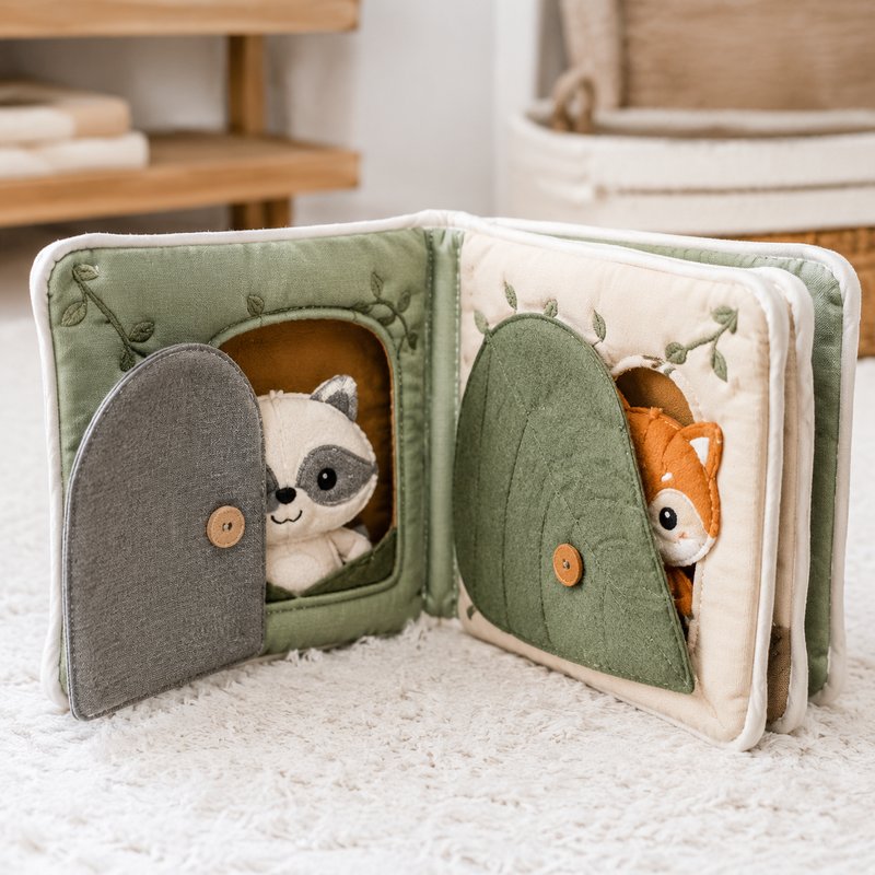 Lift-the-Flap Discovery Cloth Book fabric texture and stitching details