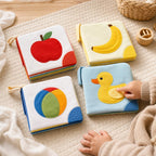 Color Sorting First Concepts Cloth Book in use — baby playing with cloth book