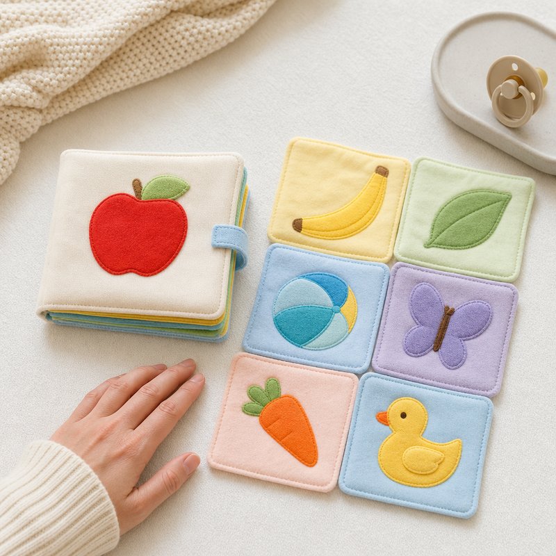 Color Sorting First Concepts Cloth Book size comparison with baby hands