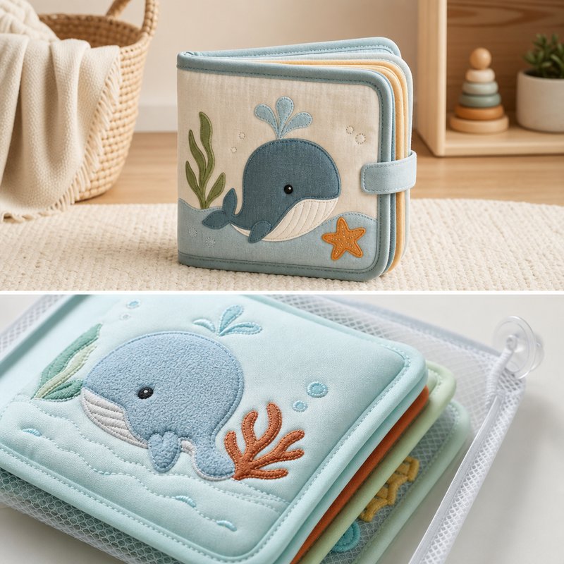 Quick-Dry Anti-Mildew Bath Cloth Book fabric texture and stitching details