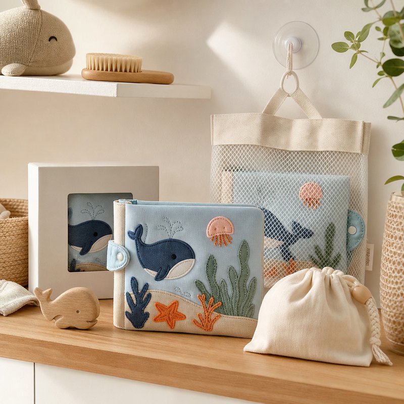 Quick-Dry Anti-Mildew Bath Cloth Book gift-ready packaging and details