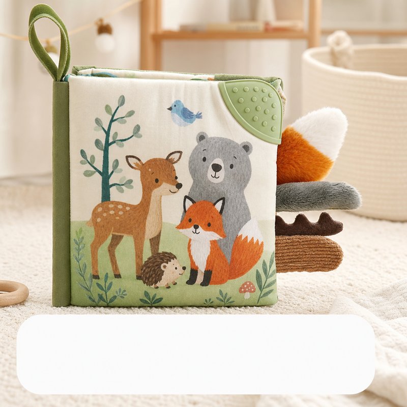 Touch Tails + Teether Combo Cloth Book safety features — baby-safe construction