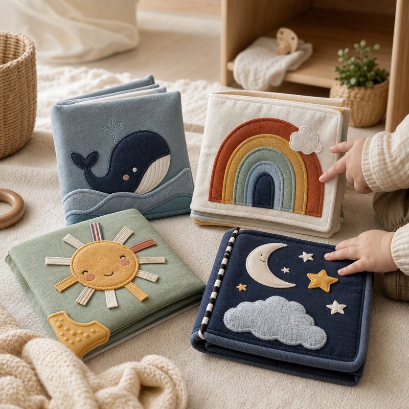 Large Page Value Cloth Book Set in use — baby playing with cloth book