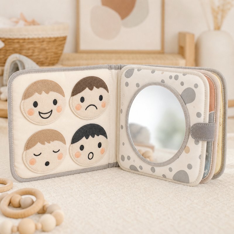 Emotion Faces Mirror Cloth Book for 6-18 Months — SINOMUSE