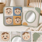 Emotion Faces Mirror Cloth Book safety features — baby-safe construction