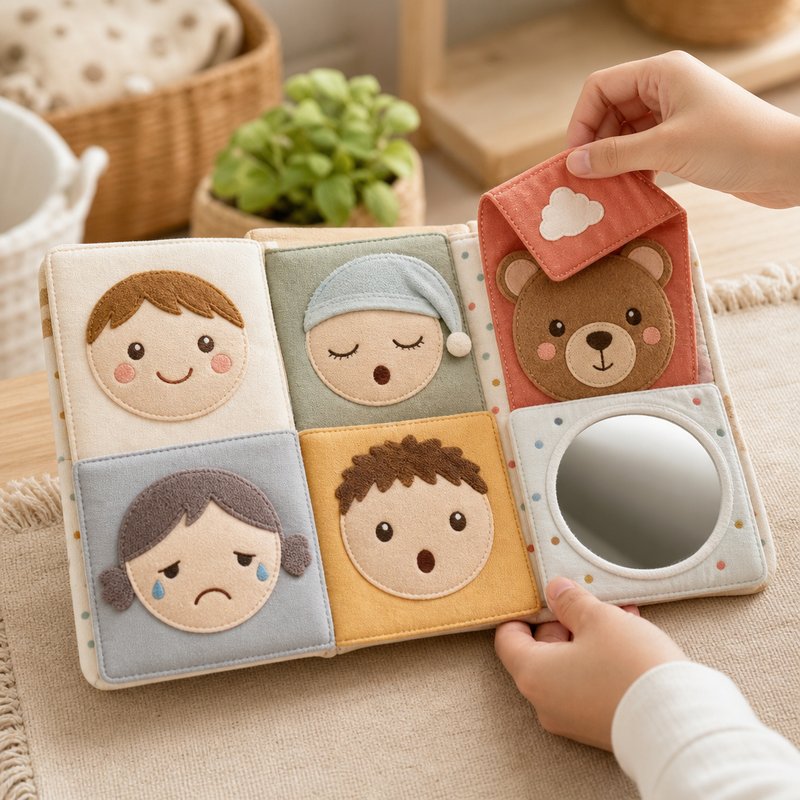 Emotion Faces Mirror Cloth Book interactive play demonstration