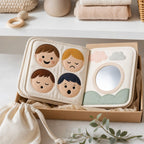 Emotion Faces Mirror Cloth Book gift-ready packaging and details