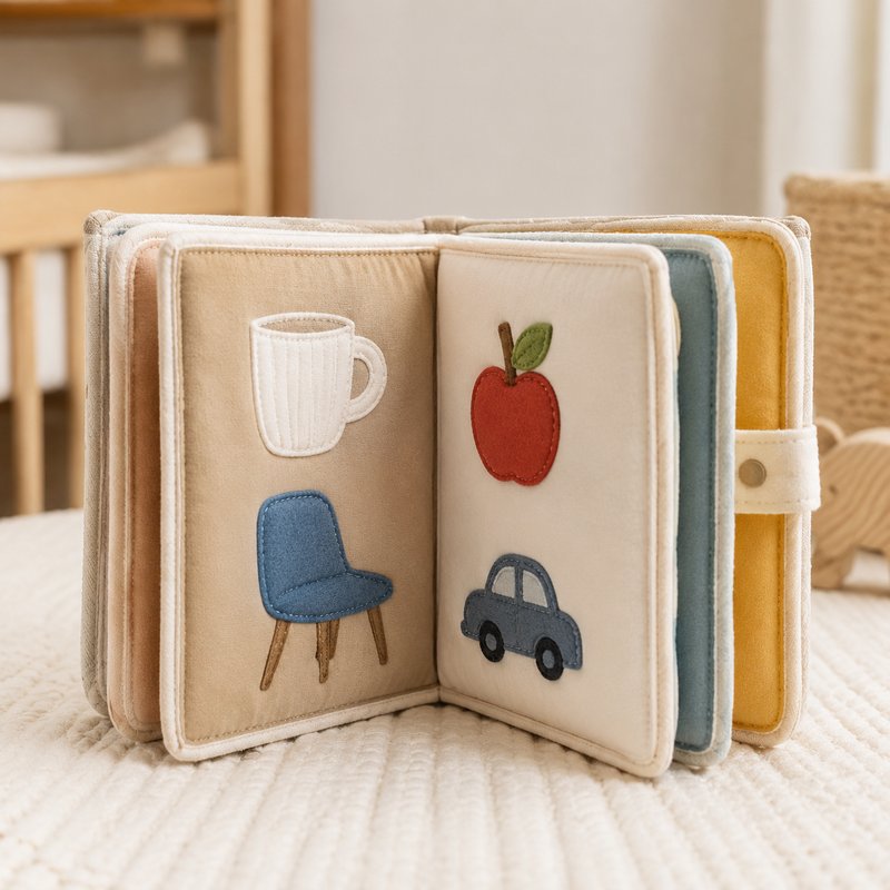 My First Bilingual Everyday Words Cloth Book fabric texture and stitching details