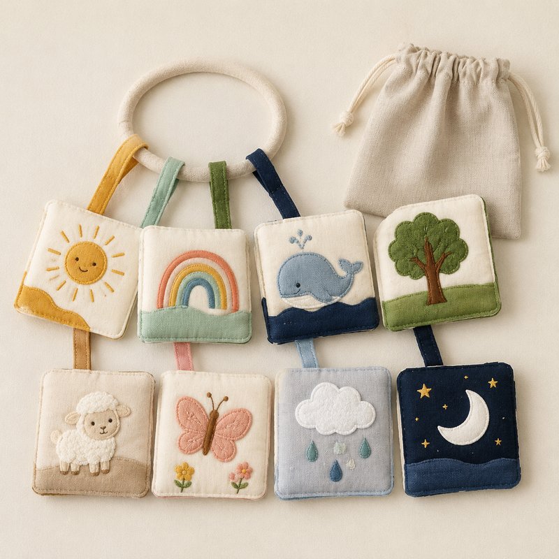 Anti-Loss Storage Ring Mini Book Set unboxing and contents — baby cloth book by SINOMUSE