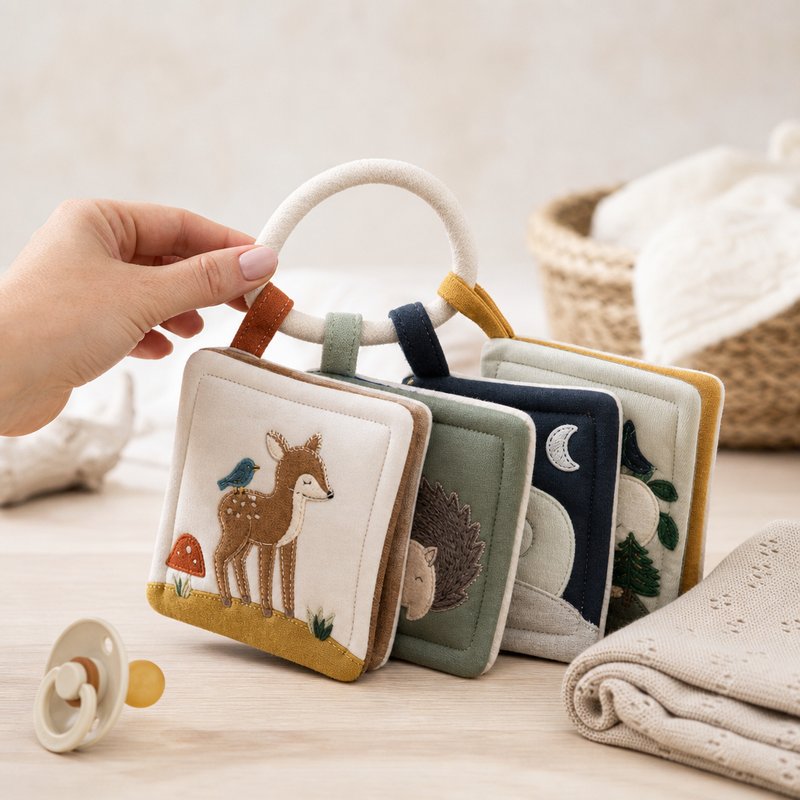 Anti-Loss Storage Ring Mini Book Set size comparison with baby hands