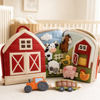 Full Tethered Farm Quiet Book fabric texture and stitching details