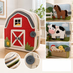 Full Tethered Farm Quiet Book safety features — baby-safe construction