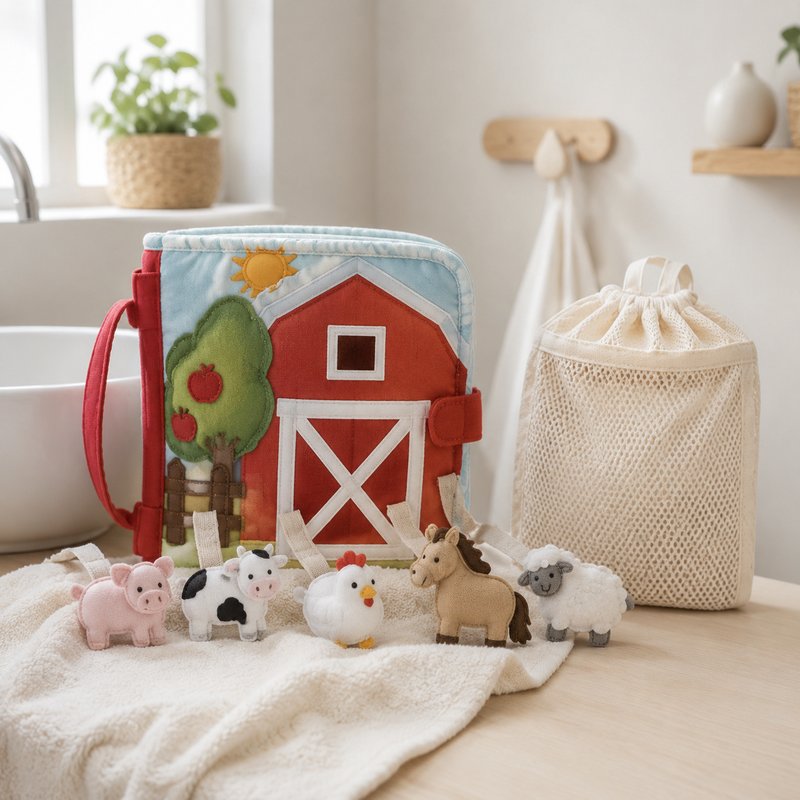 Full Tethered Farm Quiet Book care and cleaning instructions