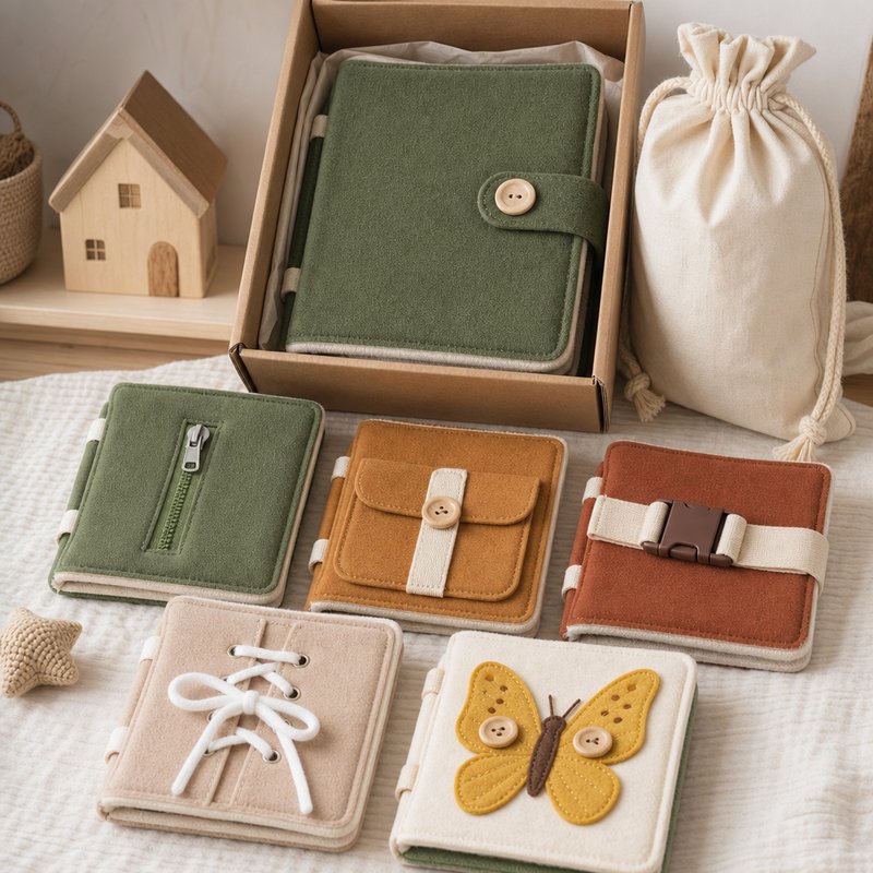 Montessori Life Skills Graduated Busy Book gift-ready packaging and details