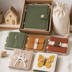 Montessori Life Skills Graduated Busy Book gift-ready packaging and details