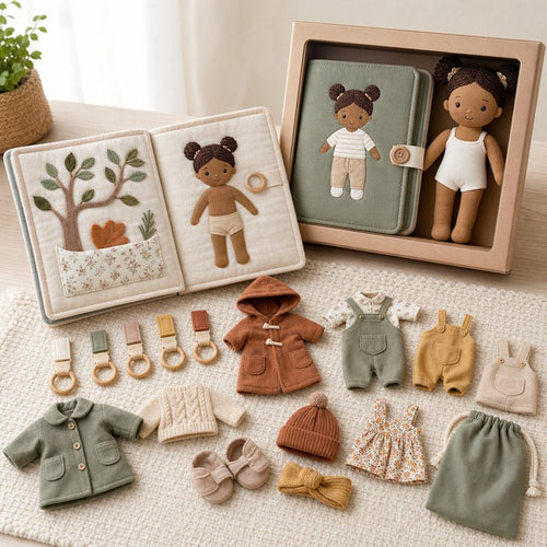 Dress-Up Doll Cloth Activity Book unboxing and contents — baby cloth book by SINOMUSE
