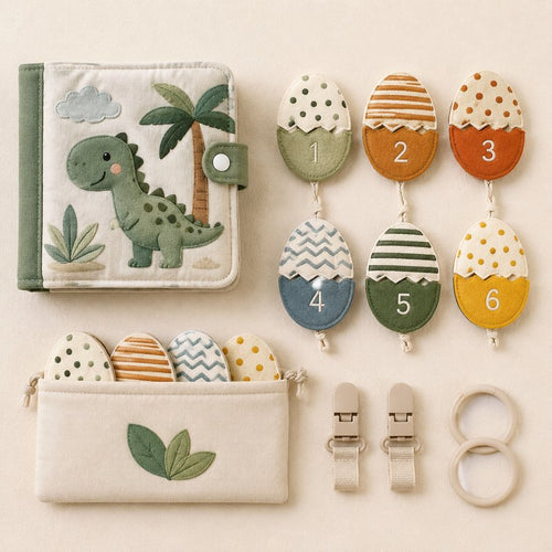 Dinosaur Egg Matching Quiet Book unboxing and contents — baby cloth book by SINOMUSE