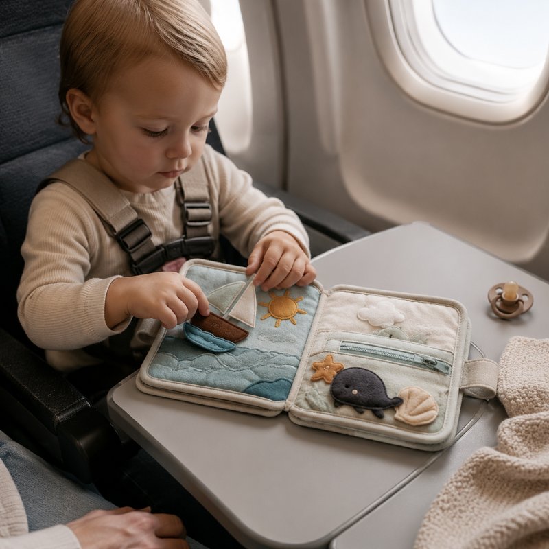 Travel Busy Book size comparison with baby hands