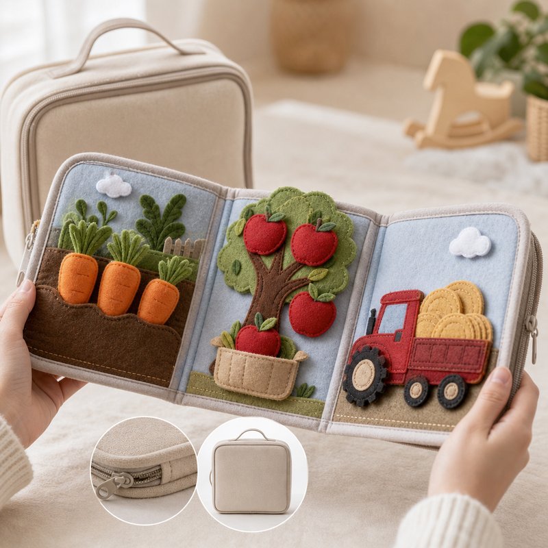 Farm Harvest Sorting Quiet Book close-up — key improvement details
