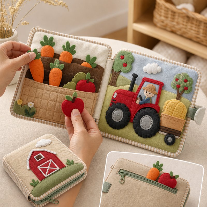 Farm Harvest Sorting Quiet Book interactive play demonstration